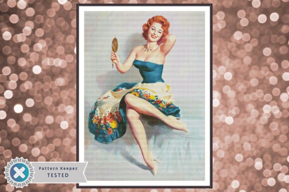Pin Up Woman Cross Stitch Pattern PDF