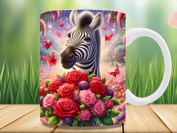 Rose Garden Zebra Butterfly Mug Wrap Graphics