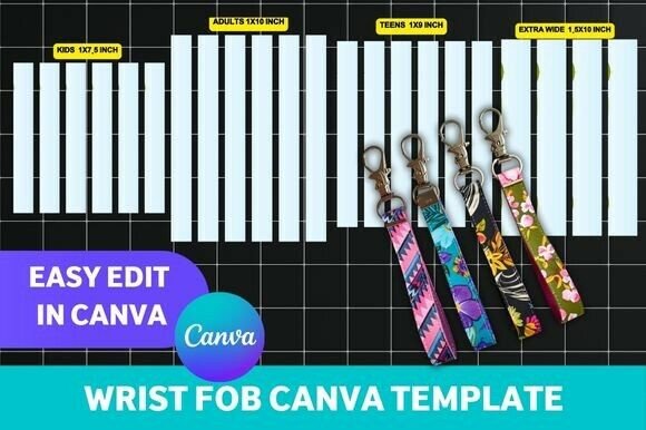 Wristlet Key Fob Canva Template