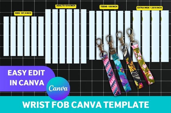 Wristlet Key Fob Canva Template