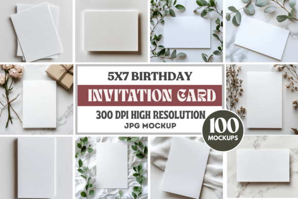 5x7 Birthday Invitation Card Mockups