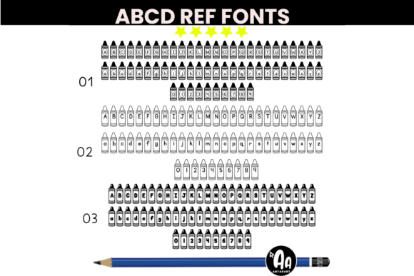 Abcd Ref Crayon Shape Font - Preview 1