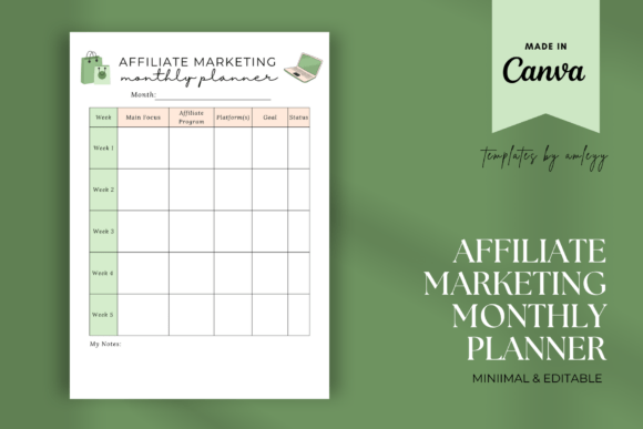 Affiliate Marketing Monthly Planner