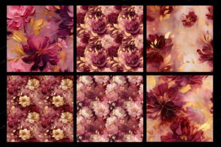 Burgundy Oil Floral Digital Paper Graphic by Digital Curio · Creative ...