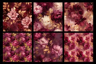 Burgundy Oil Floral Digital Paper Graphic by Digital Curio · Creative ...