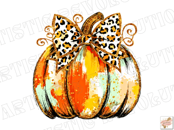 Coquette Fall Gold Glitter Pumpkin Png