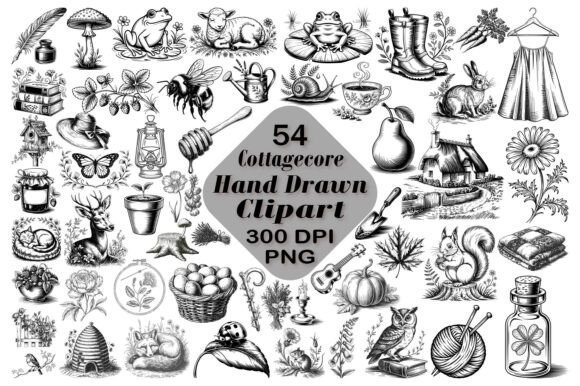 Cottagecore Hand Drawn Clipart Bundle