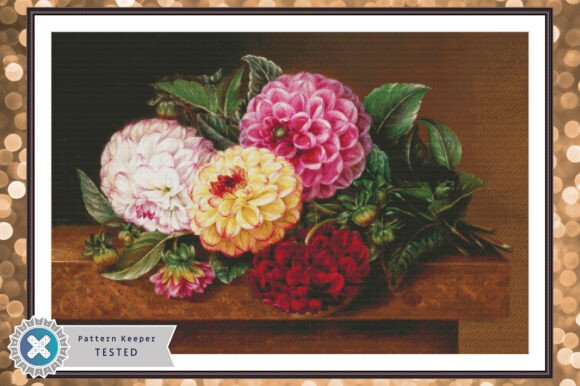 Cross Stitch Pattern PDF Dahlias