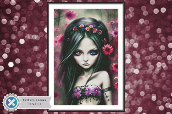 Cross Stitch Pattern PDF Goth Girl
