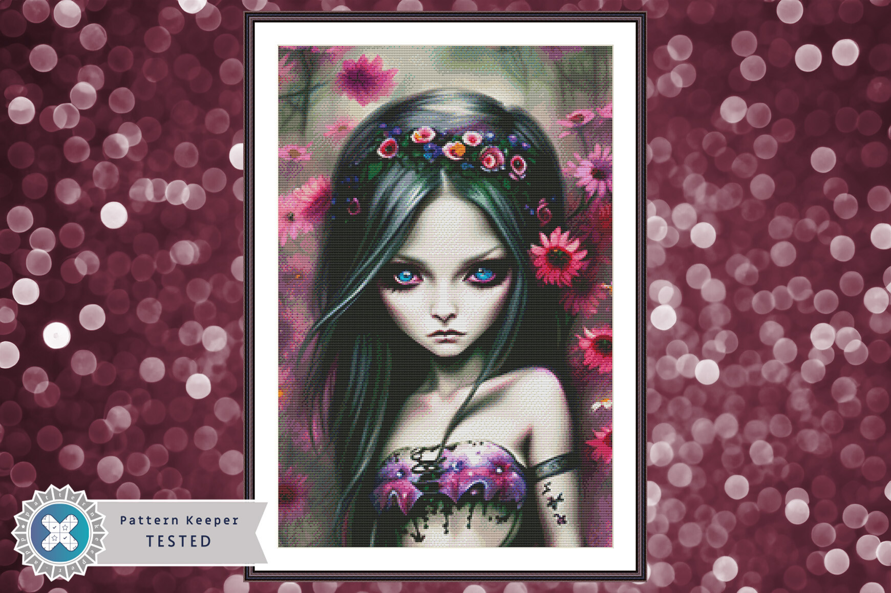 Cross Stitch Pattern PDF Goth Girl