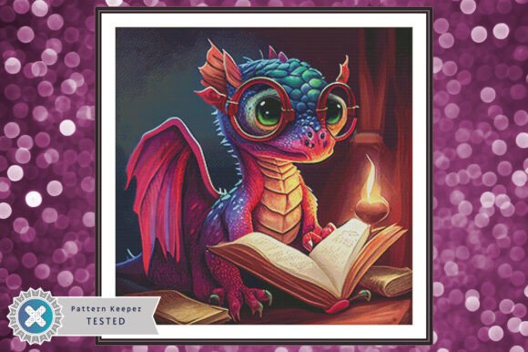 Cross Stitch Pattern PDF Reading Dragon