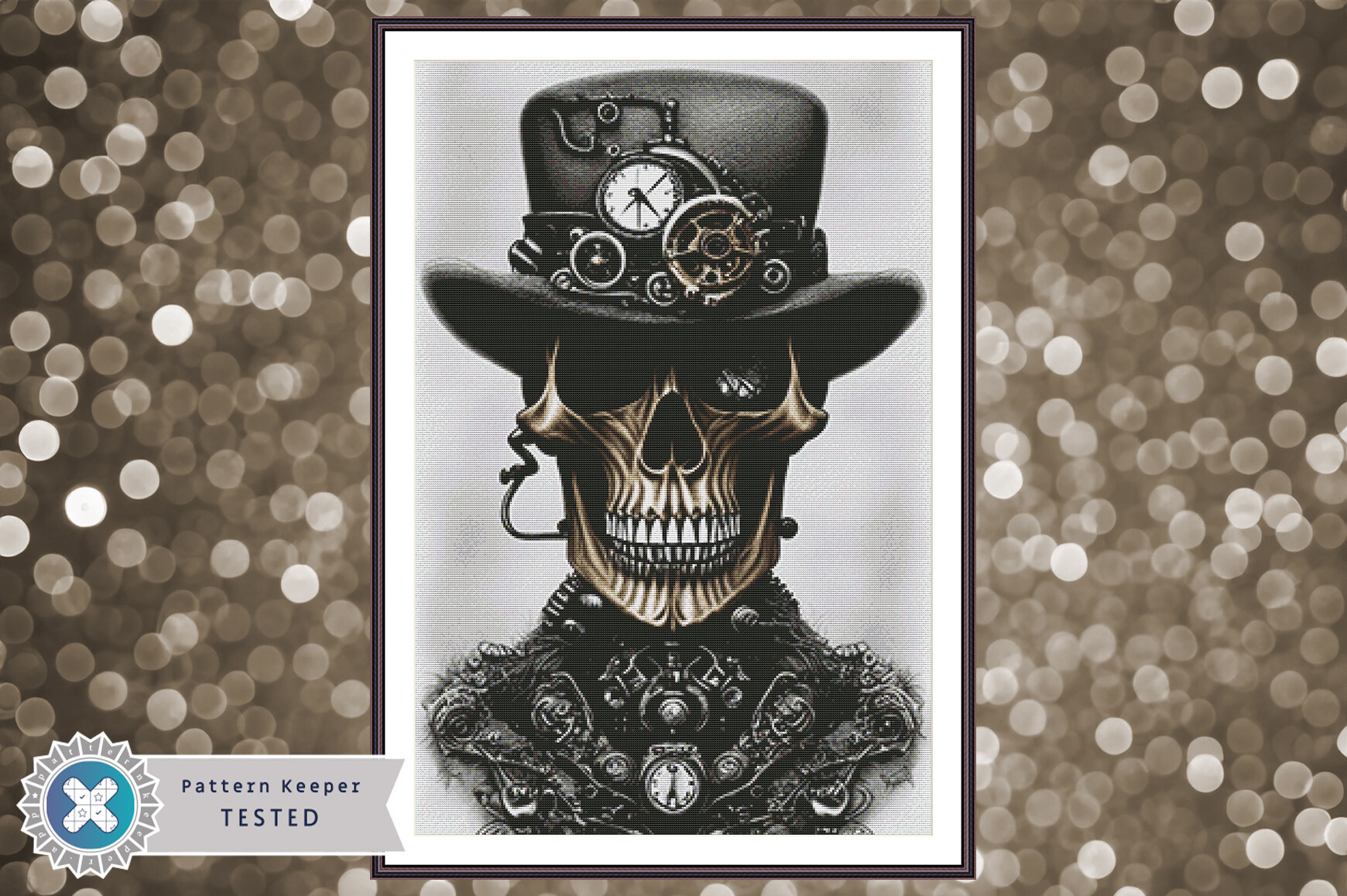 Cross Stitch Pattern PDF Steampunk Skull