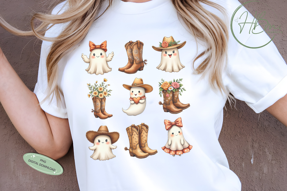 Cute Cowboy Ghost T-shirt PNG Graphic by HBM Clipart · Creative Fabrica