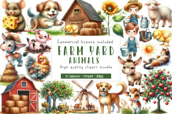 Farm Yard Animals, Clipart Graphic by Dreamshop · Creative Fabrica