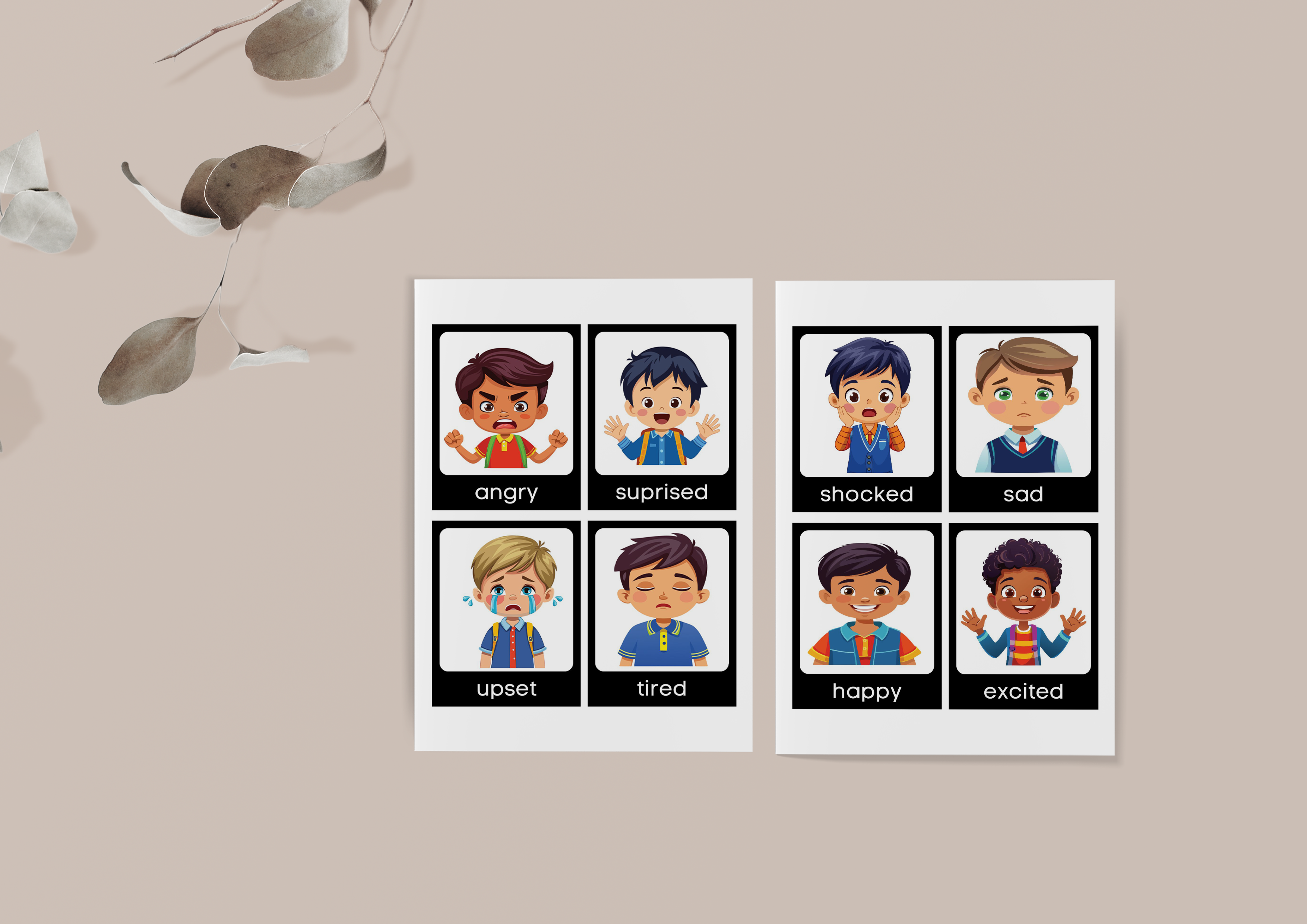Feelings and Emotions Flashcards Boys
