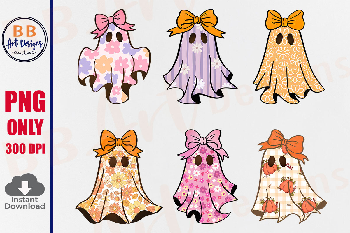 Floral Ghost Halloween Coquette Boo PNG Graphic by BB Art Designs ...