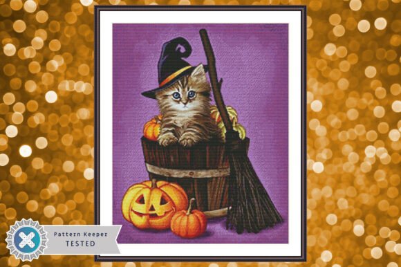 Halloween Kitten Cross Stitch Pattern