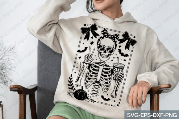 Halloween SVG Skeleton Coffee Mom Girly