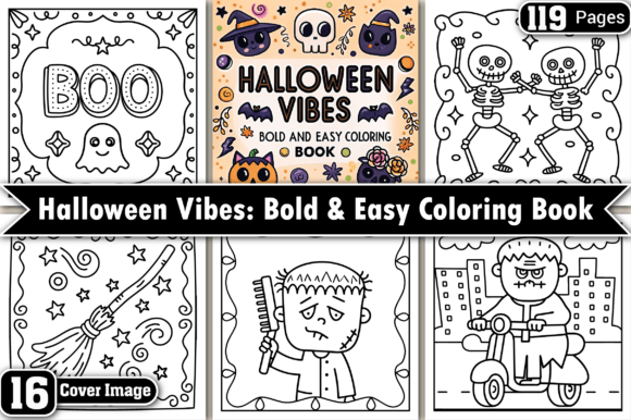 Halloween Vibes Bold Easy Coloring Pages