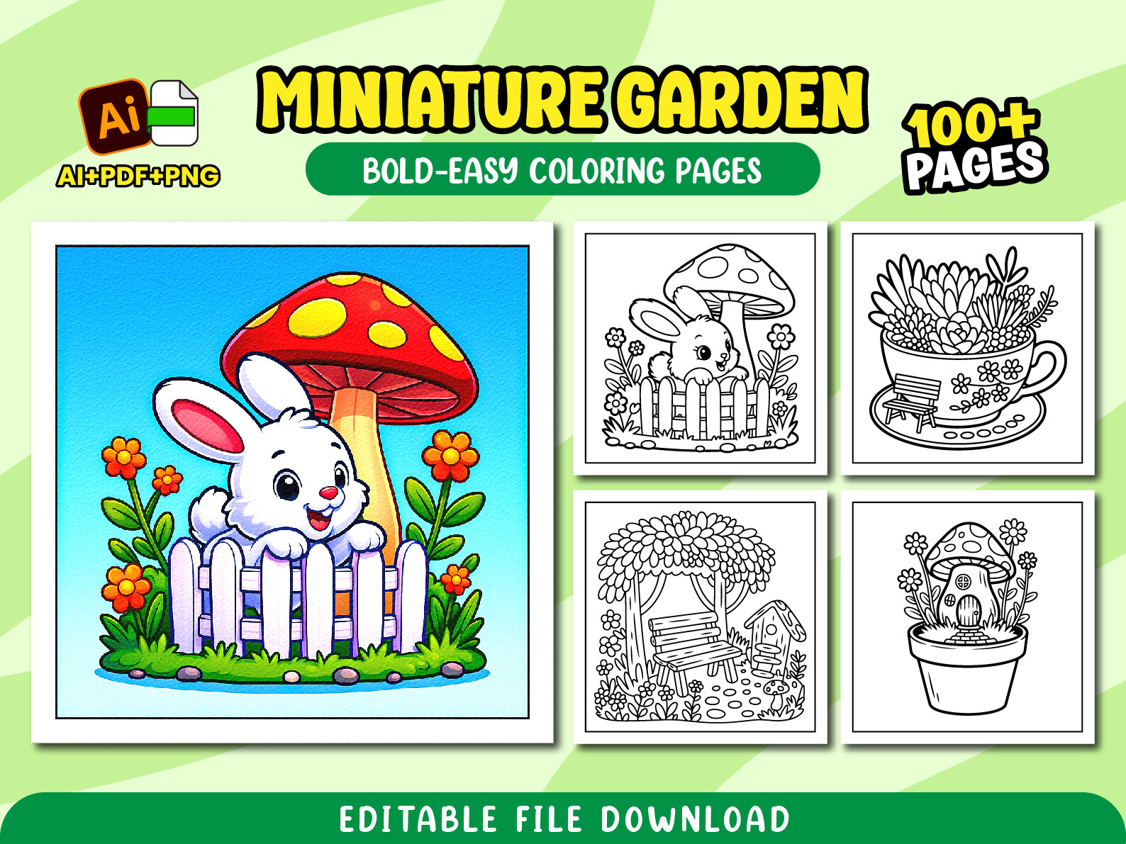 Miniature Garden Coloring Pages for Kids