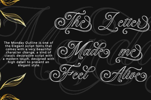 Monday Outline Font PNG with transparent background - Preview 1