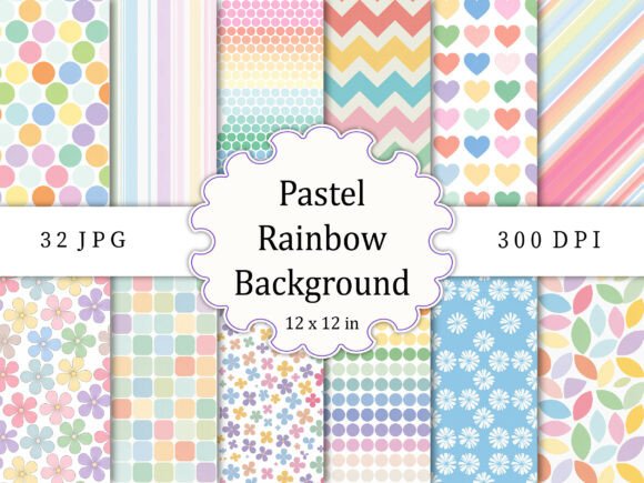 Pastel Rainbow Background Digital Paper