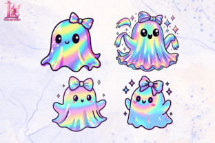 Preppy Halloween Iridescent Ghost PNG Graphic by Little Lady Design ...