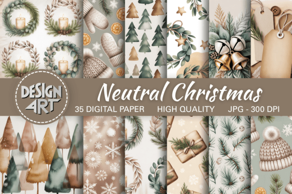 Watercolor Neutral Christmas Background