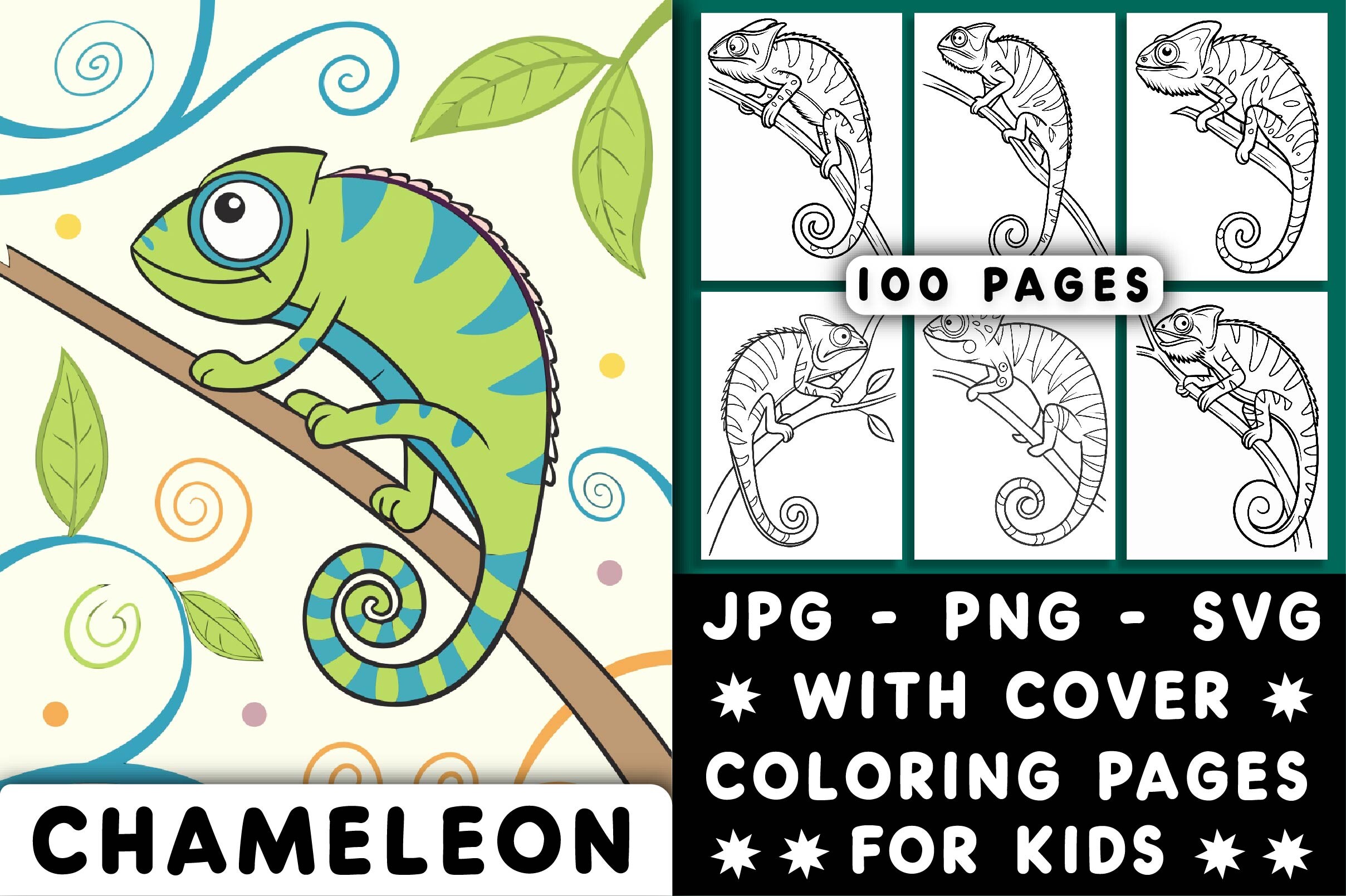 Chameleon Coloring Page for Kids