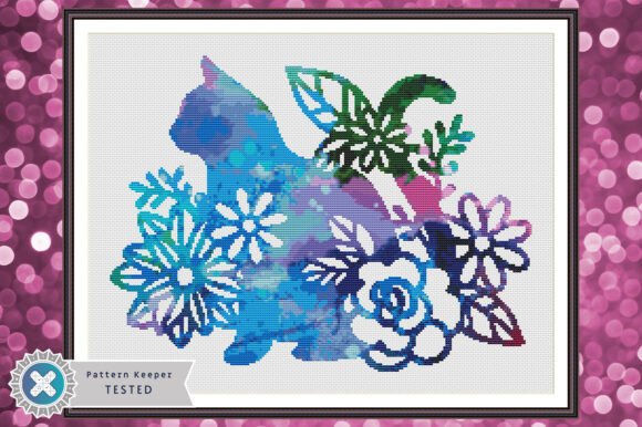 Colorful Cat Cross Stitch Pattern PDF