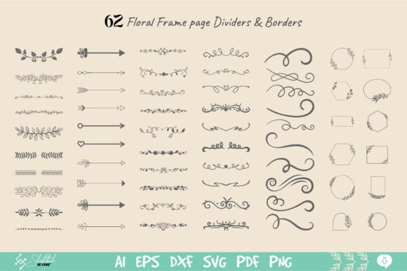 Floral Frame Page Dividers & Borders SVG