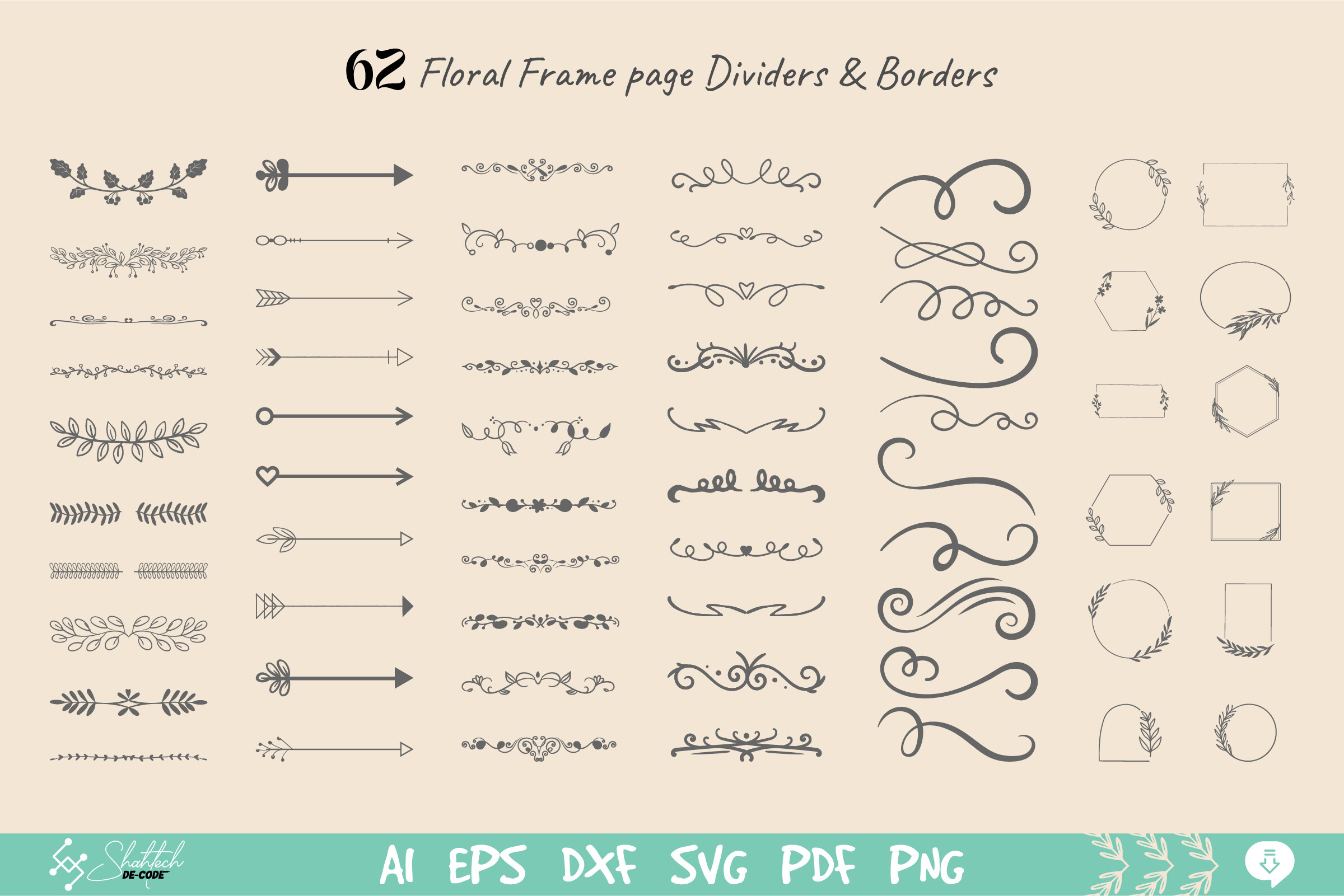Floral Frame Page Dividers & Borders SVG