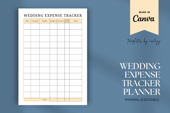 Editable Canva wedding expense tracker and budget template
