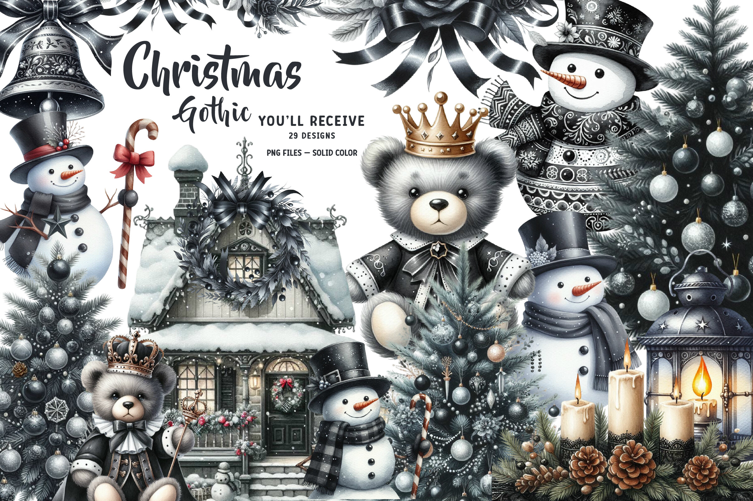 Gothic Christmas Clipart Bundle Graphic by Dreamshop · Creative Fabrica
