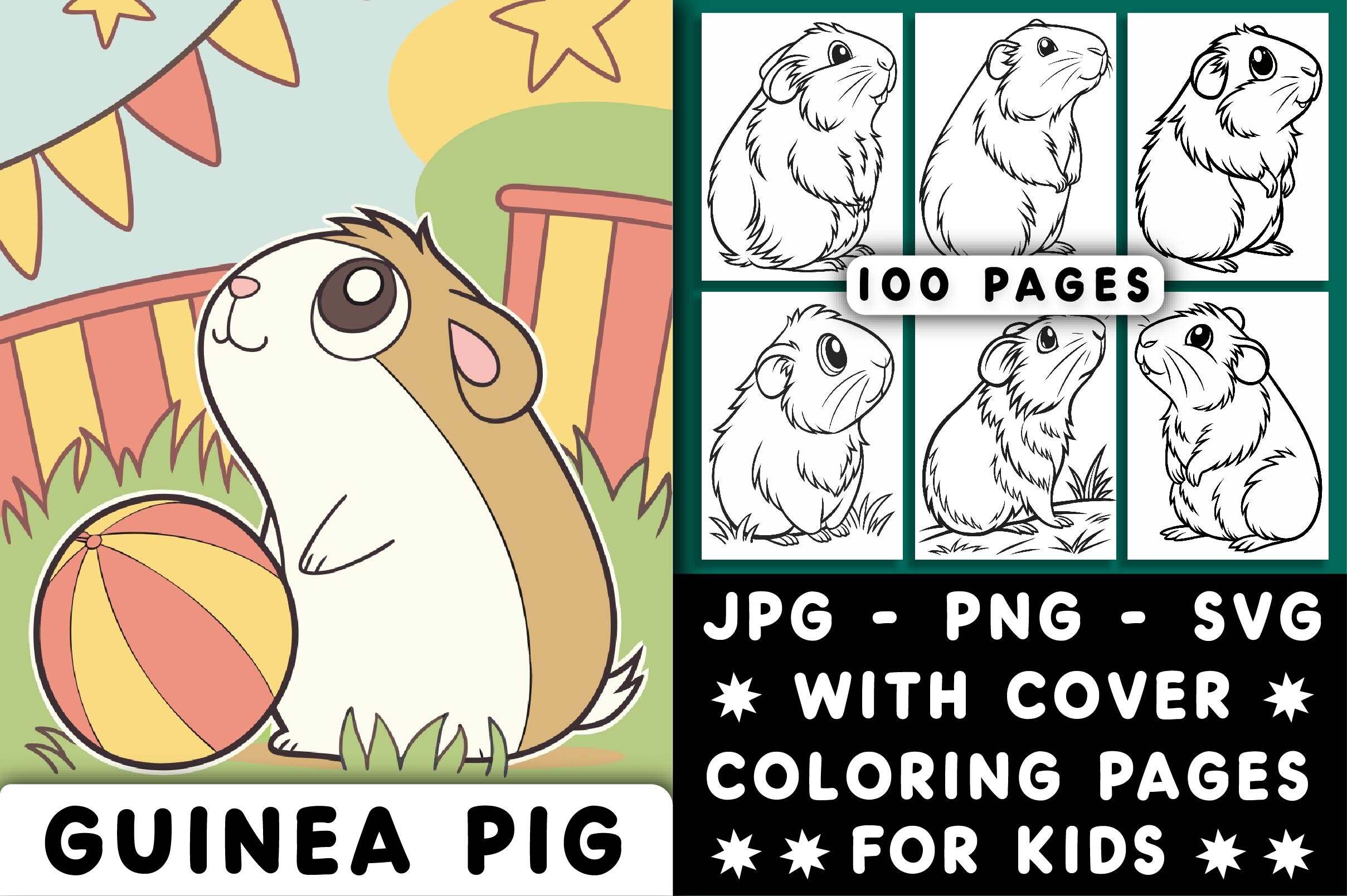 Guinea Pig Coloring Page for Kids