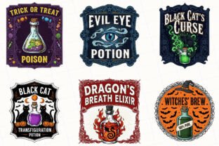 Halloween Potion Labels PNG Bundle Graphic by RevolutionCraft ...
