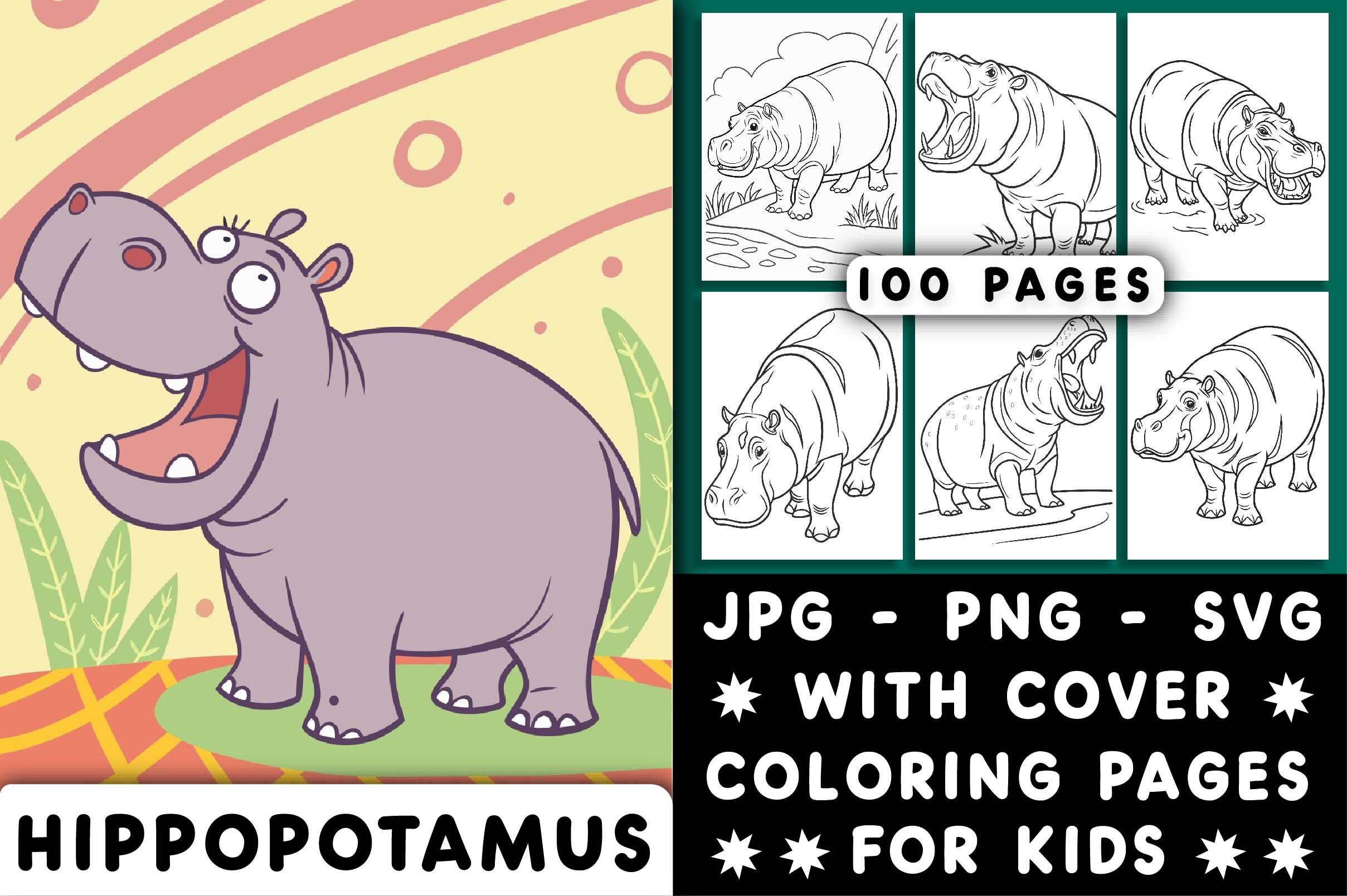 Hippopotamus Coloring Page for Kids