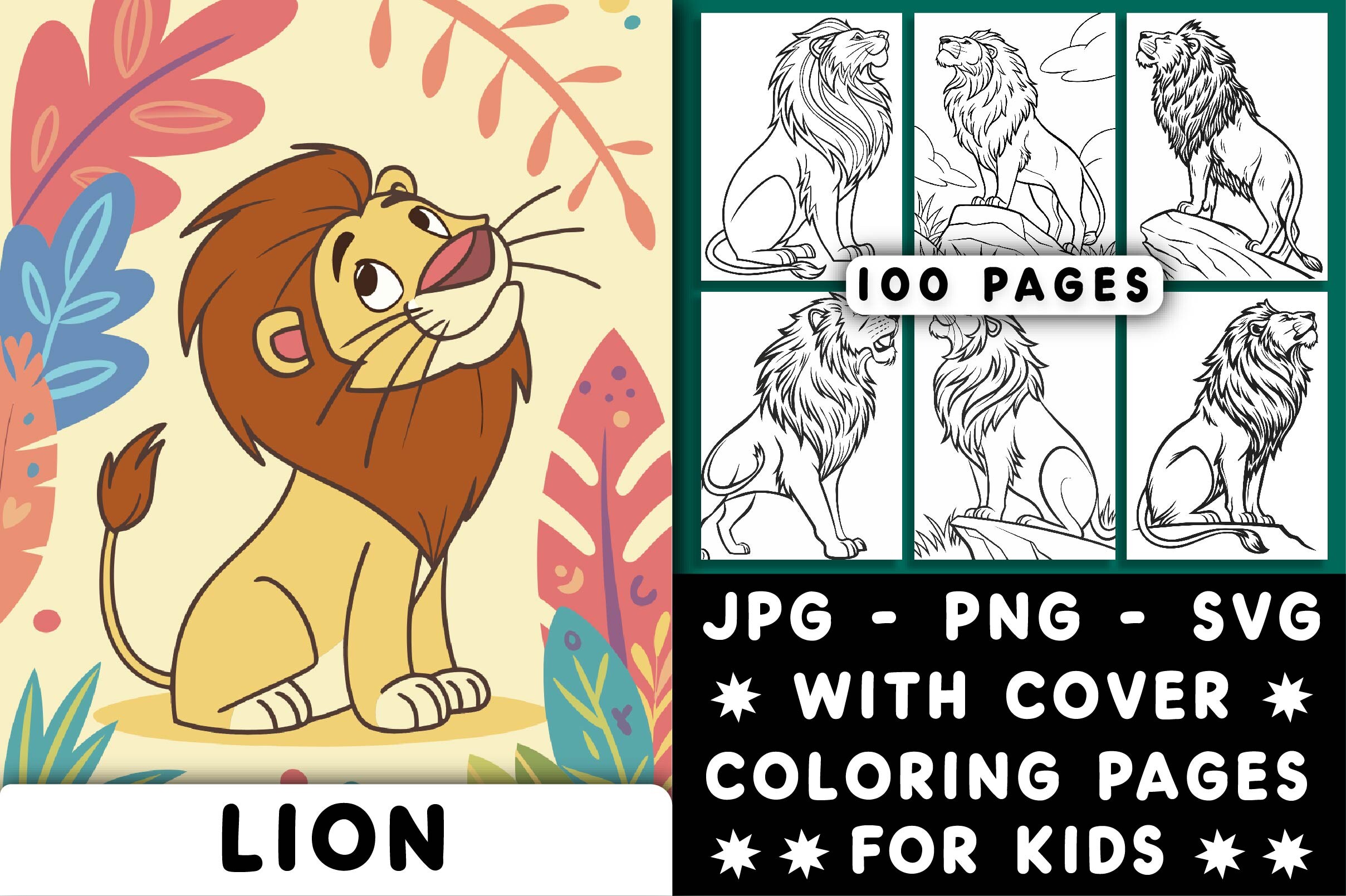 Lion Coloring Page for Kids