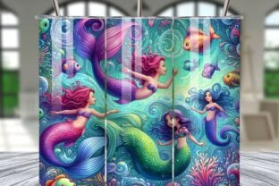 Mermaids Under the Sea Tumbler Wrap PNG Graphic by LAZY ANT · Creative ...