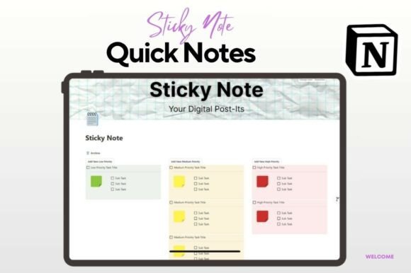 Notion Sticky Notes Dashboard