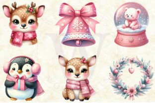 Pink Cute Christmas Clipart Graphic by Creative Mint · Creative Fabrica