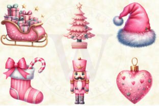 Pink Cute Christmas Clipart Graphic by Creative Mint · Creative Fabrica