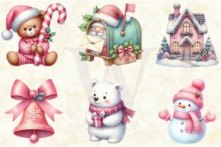 Pink Cute Christmas Clipart Graphic by Creative Mint · Creative Fabrica