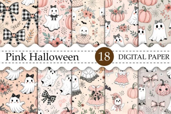 Pink Halloween Pattern Seamless Coquette