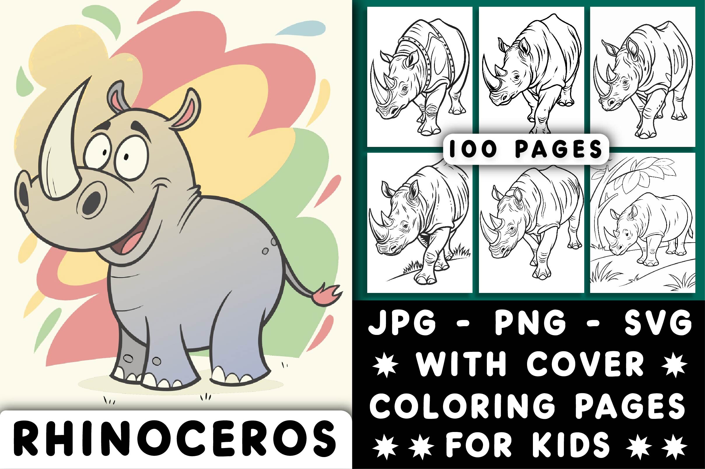 Rhinoceros Coloring Page for Kids