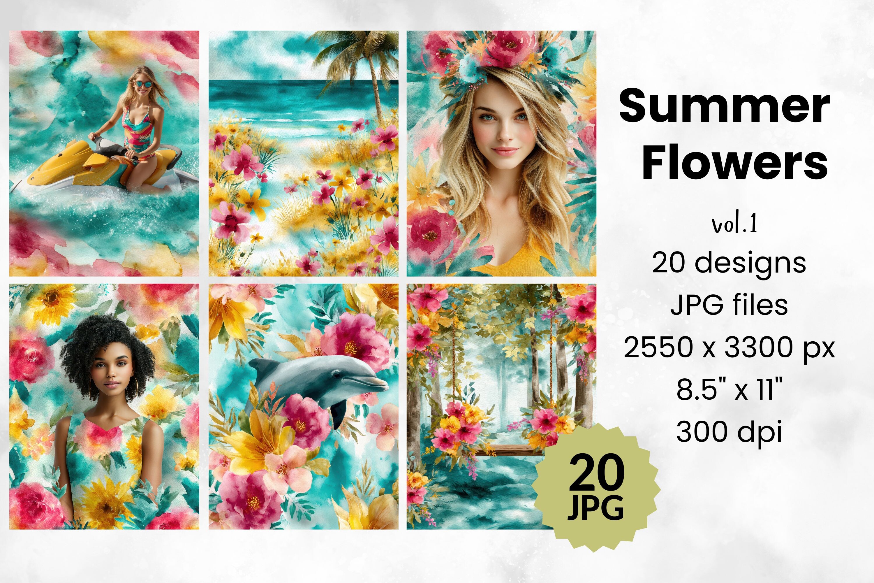 Tropical Floral Digital Papers Graphic by SunnyDesignArt · Creative Fabrica