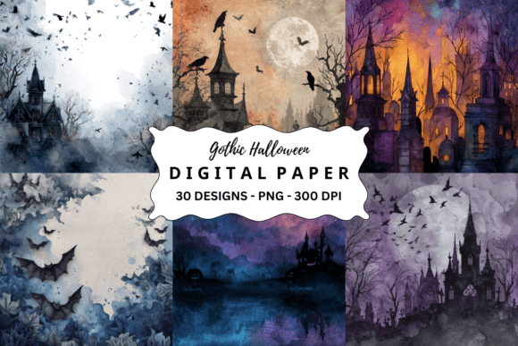 30 Gothic Halloween Digital Backgrounds