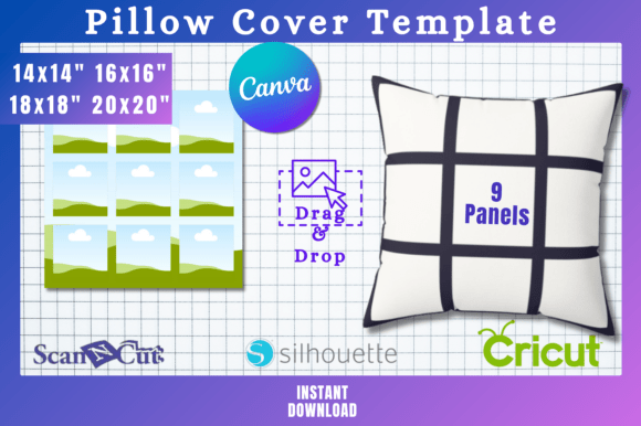 9 Panel Photo Canva Pillow Cover