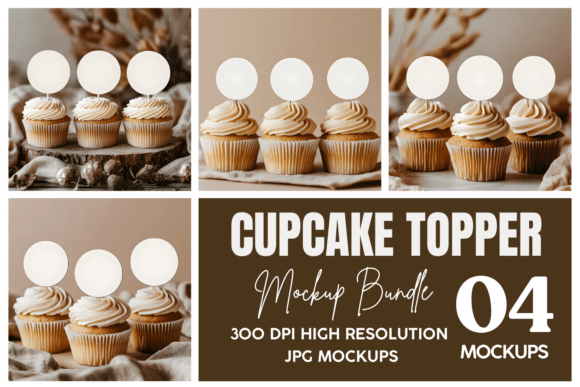 Christmas Cupcake Topper Mockup Bundle