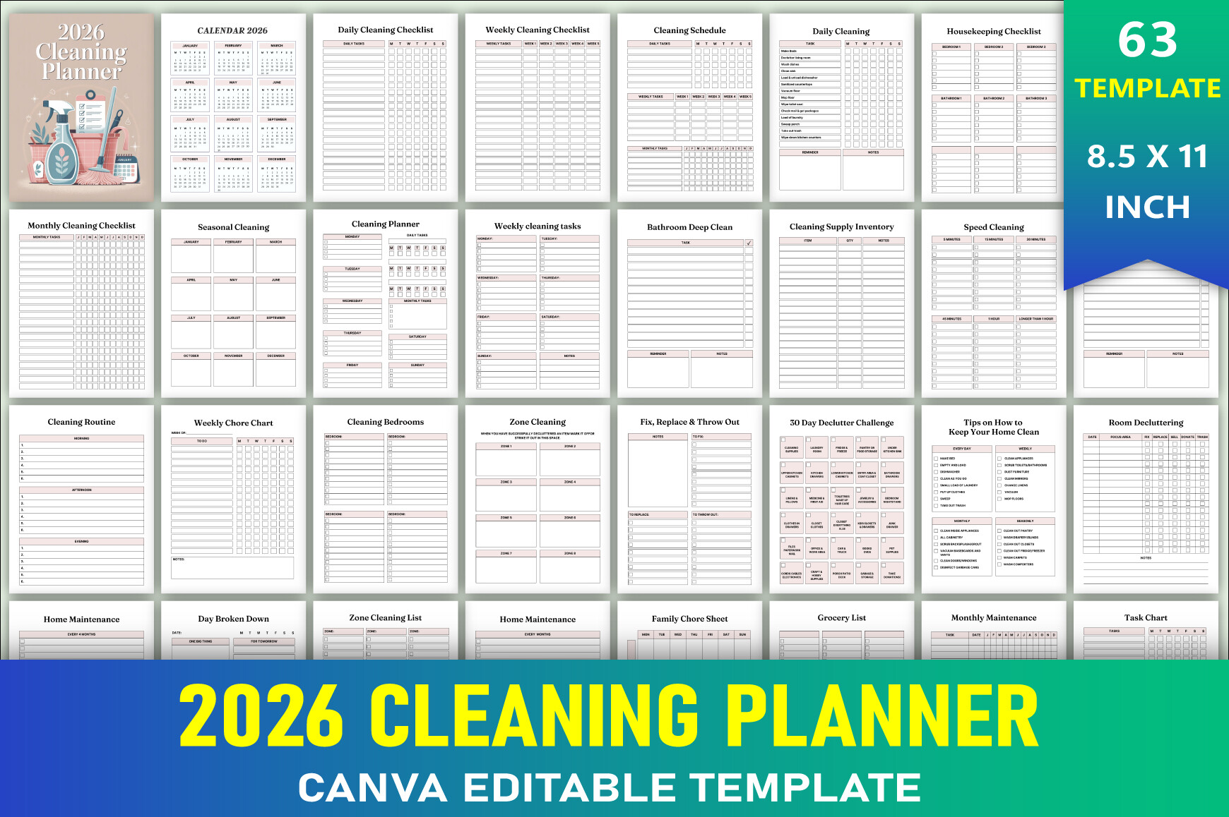 Editable 2026 Cleaning Planner